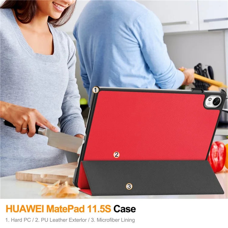 For Huawei MatePad 11.5 S Case Auto Wake / Sleep Tri-Fold Stand Leather Tablet Cover
