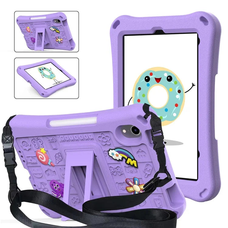 For iPad mini (2021) Case EVA Tablet Kickstand Cover with Shoulder Strap