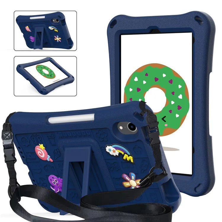 For iPad mini (2021) Case EVA Tablet Kickstand Cover with Shoulder Strap