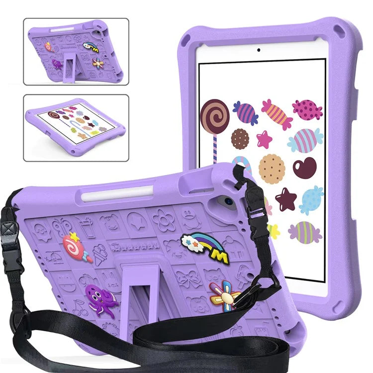 For iPad 10.2 (2021) / (2020) / (2019) / Air 10.5 inch (2019) Case EVA Protective Cover with Shoulder Strap Kickstand