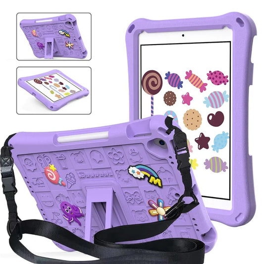 For iPad 10.2 (2021) / (2020) / (2019) / Air 10.5 inch (2019) Case EVA Protective Cover with Shoulder Strap Kickstand