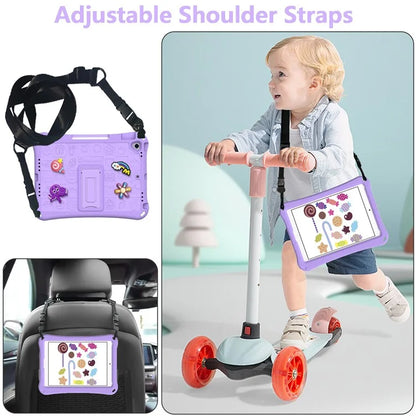 For iPad 10.2 (2021) / (2020) / (2019) / Air 10.5 inch (2019) Case EVA Protective Cover with Shoulder Strap Kickstand