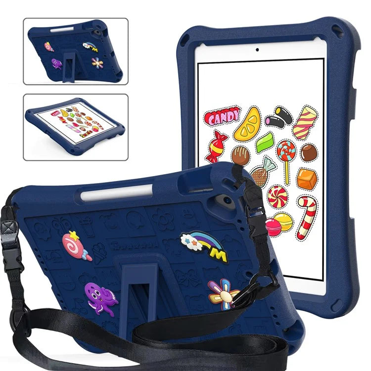 For iPad 10.2 (2021) / (2020) / (2019) / Air 10.5 inch (2019) Case EVA Protective Cover with Shoulder Strap Kickstand