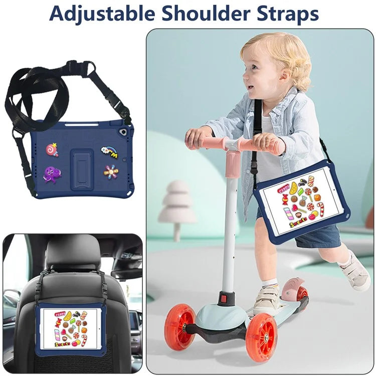 For iPad 10.2 (2021) / (2020) / (2019) / Air 10.5 inch (2019) Case EVA Protective Cover with Shoulder Strap Kickstand