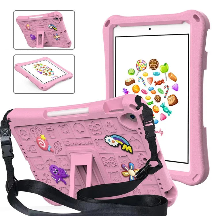 For iPad 10.2 (2021) / (2020) / (2019) / Air 10.5 inch (2019) Case EVA Protective Cover with Shoulder Strap Kickstand