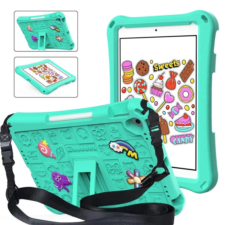For iPad 10.2 (2021) / (2020) / (2019) / Air 10.5 inch (2019) Case EVA Protective Cover with Shoulder Strap Kickstand