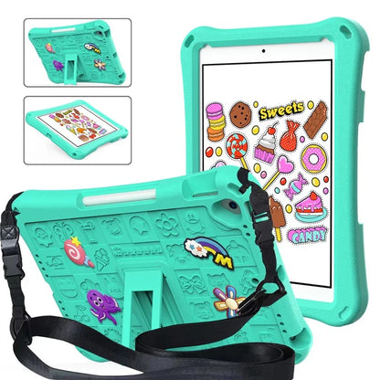 For iPad 10.2 (2021) / (2020) / (2019) / Air 10.5 inch (2019) Case EVA Protective Cover with Shoulder Strap Kickstand