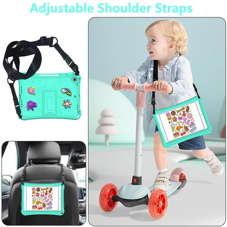 For iPad 10.2 (2021) / (2020) / (2019) / Air 10.5 inch (2019) Case EVA Protective Cover with Shoulder Strap Kickstand