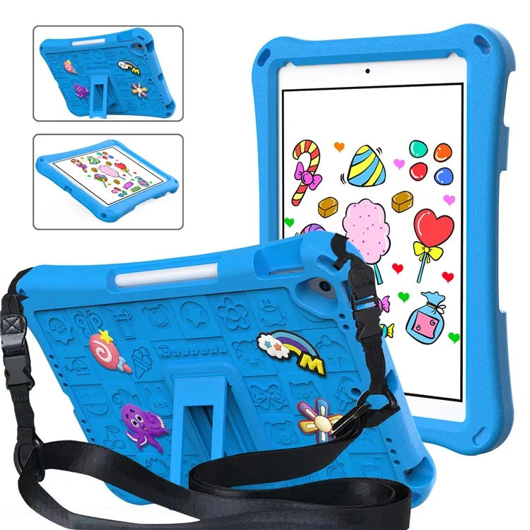 For iPad 10.2 (2021) / (2020) / (2019) / Air 10.5 inch (2019) Case EVA Protective Cover with Shoulder Strap Kickstand