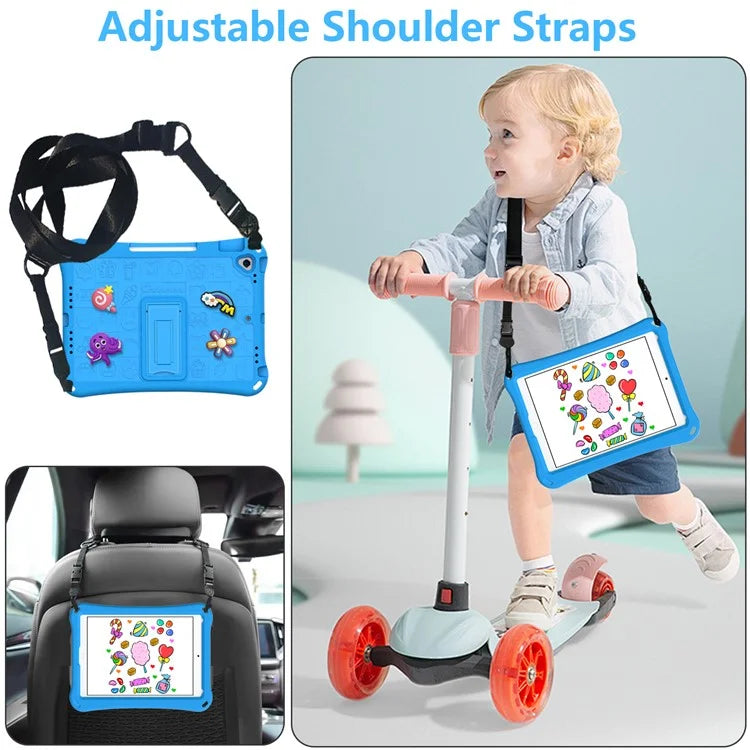 For iPad 10.2 (2021) / (2020) / (2019) / Air 10.5 inch (2019) Case EVA Protective Cover with Shoulder Strap Kickstand