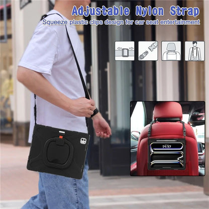 For iPad Pro 13 (2024) Case with Shoulder Strap PC+Silicone Kickstand Tablet Cover