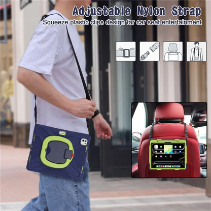 For iPad Pro 13 (2024) Case with Shoulder Strap TPU+PC+Silicone Kickstand Tablet Cover