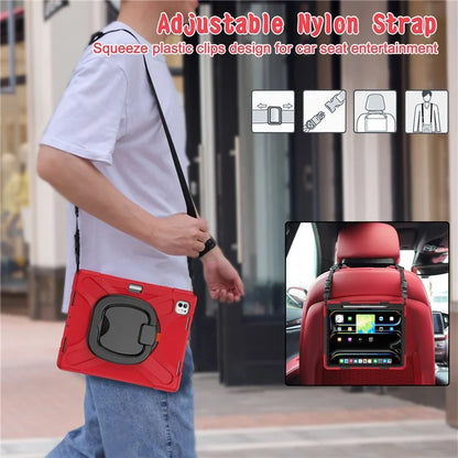 For iPad Pro 13 (2024) Case with Shoulder Strap TPU+PC+Silicone Kickstand Tablet Cover