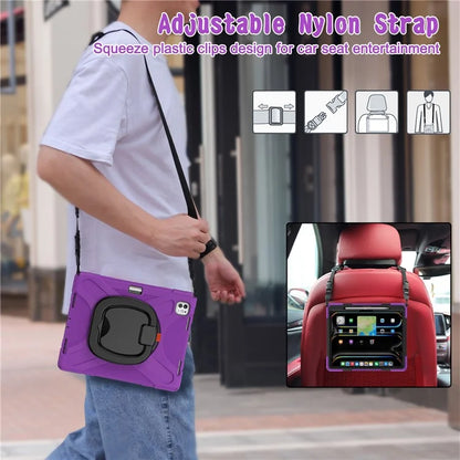 For iPad Pro 13 (2024) Case with Shoulder Strap TPU+PC+Silicone Kickstand Tablet Cover