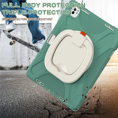For iPad Pro 13 (2024) Case TPU+PC+Silicone Tablet Cover Swivel Kickstand Handle Grip