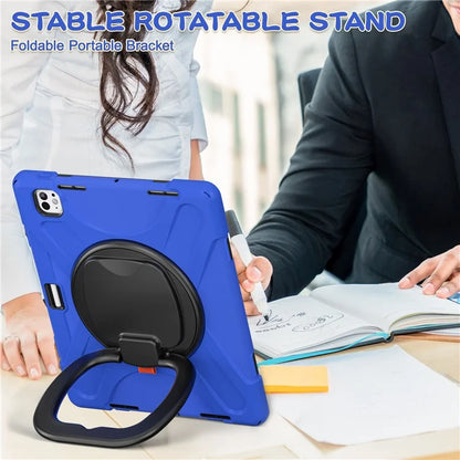 For iPad Pro 13 (2024) Case TPU+PC+Silicone Tablet Cover Swivel Kickstand Handle Grip