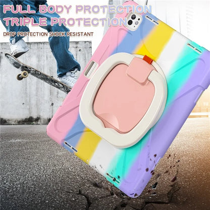 For iPad Pro 13 (2024) Case TPU+PC+Silicone Tablet Cover Swivel Kickstand Handle Grip