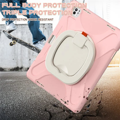 For iPad Pro 13 (2024) Case TPU+PC+Silicone Tablet Cover Swivel Kickstand Handle Grip
