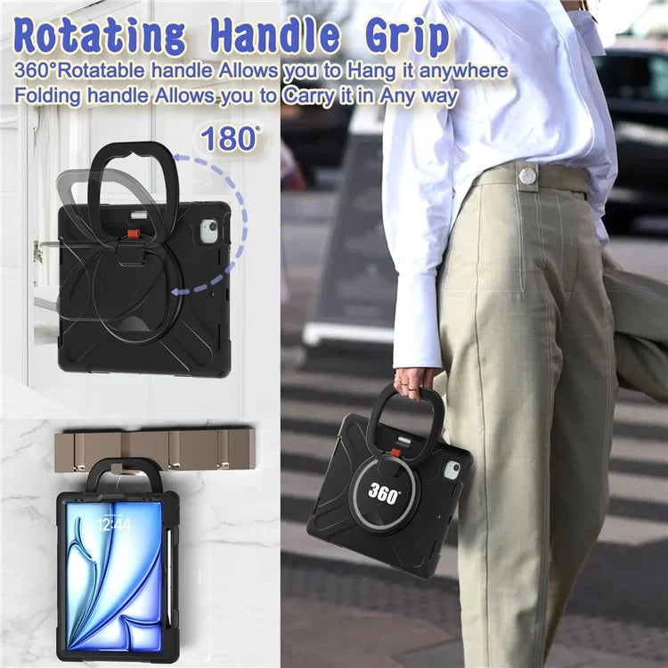 For iPad Air 13 (2024) / iPad Pro 12.9 (2022) / (2021) / (2020) / (2018) Case PC+Silicone Tablet Cover Kickstand