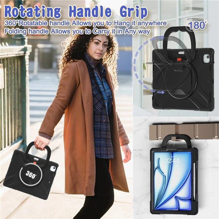 For iPad Air 13 (2024) / iPad Pro 12.9 (2022) / (2021) / (2020) / (2018) Case PC+Silicone Tablet Cover Kickstand
