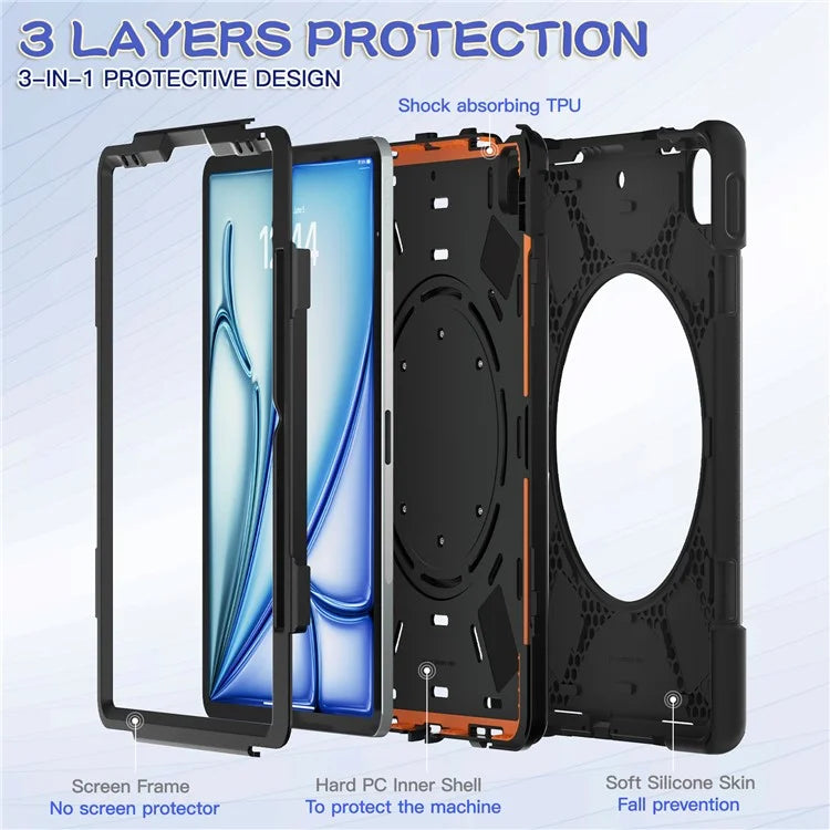 For iPad Air 13 (2024) / iPad Pro 12.9 (2022) / (2021) / (2020) / (2018) Case PC+Silicone Tablet Cover Kickstand