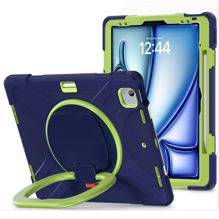 For iPad Air 13 (2024)  /  iPad Pro 12.9 (2022)  /  (2021)  /  (2020)  /  (2018) Case TPU+PC+Silicone Tablet Cover Kickstand