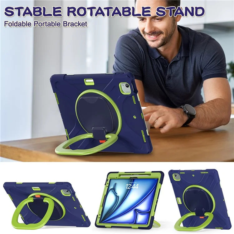 For iPad Air 13 (2024)  /  iPad Pro 12.9 (2022)  /  (2021)  /  (2020)  /  (2018) Case TPU+PC+Silicone Tablet Cover Kickstand