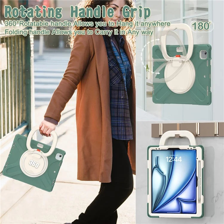 For iPad Air 13 (2024)  /  iPad Pro 12.9 (2022)  /  (2021)  /  (2020)  /  (2018) Case TPU+PC+Silicone Tablet Cover Kickstand