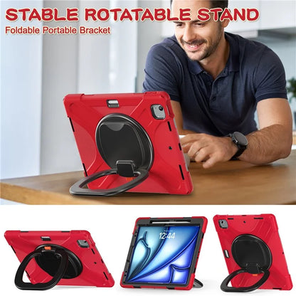 For iPad Air 13 (2024)  /  iPad Pro 12.9 (2022)  /  (2021)  /  (2020)  /  (2018) Case TPU+PC+Silicone Tablet Cover Kickstand