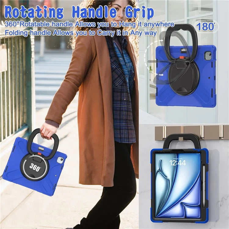 For iPad Air 13 (2024)  /  iPad Pro 12.9 (2022)  /  (2021)  /  (2020)  /  (2018) Case TPU+PC+Silicone Tablet Cover Kickstand