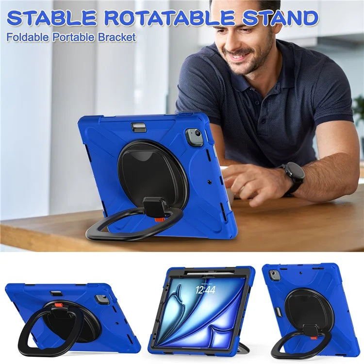 For iPad Air 13 (2024)  /  iPad Pro 12.9 (2022)  /  (2021)  /  (2020)  /  (2018) Case TPU+PC+Silicone Tablet Cover Kickstand