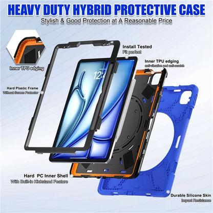 For iPad Air 13 (2024)  /  iPad Pro 12.9 (2022)  /  (2021)  /  (2020)  /  (2018) Case TPU+PC+Silicone Tablet Cover Kickstand