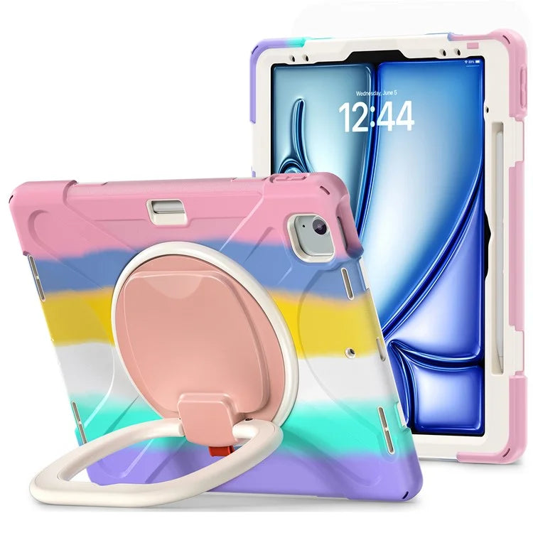 For iPad Air 13 (2024)  /  iPad Pro 12.9 (2022)  /  (2021)  /  (2020)  /  (2018) Case TPU+PC+Silicone Tablet Cover Kickstand