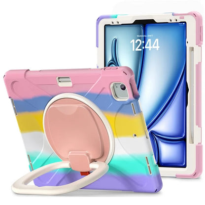 For iPad Air 13 (2024)  /  iPad Pro 12.9 (2022)  /  (2021)  /  (2020)  /  (2018) Case TPU+PC+Silicone Tablet Cover Kickstand
