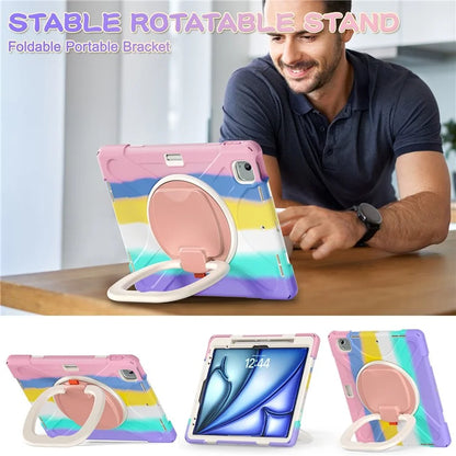 For iPad Air 13 (2024)  /  iPad Pro 12.9 (2022)  /  (2021)  /  (2020)  /  (2018) Case TPU+PC+Silicone Tablet Cover Kickstand