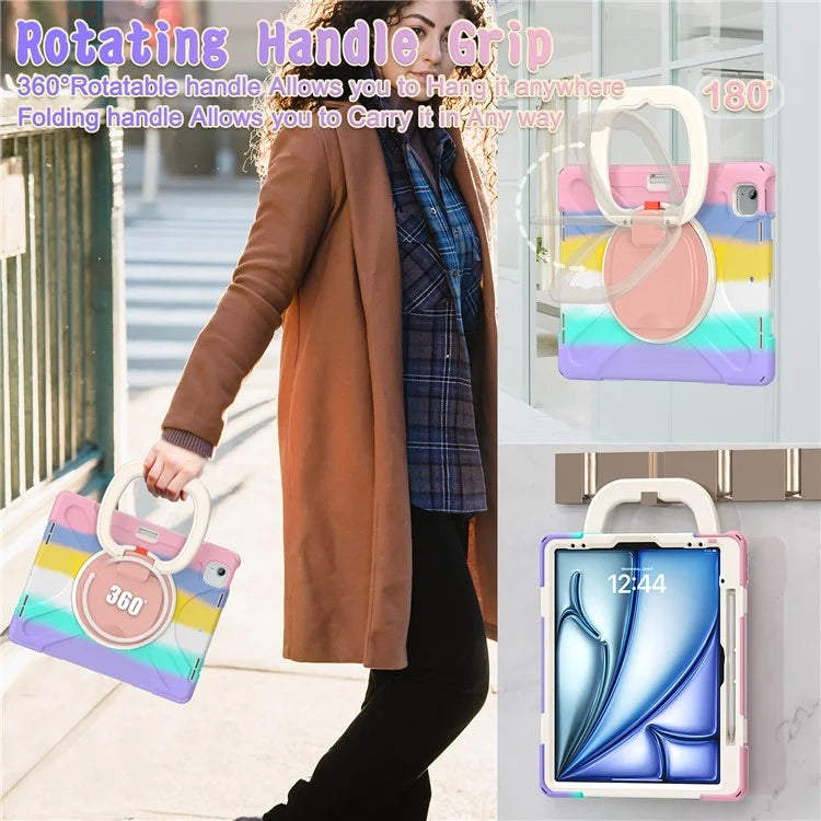 For iPad Air 13 (2024)  /  iPad Pro 12.9 (2022)  /  (2021)  /  (2020)  /  (2018) Case TPU+PC+Silicone Tablet Cover Kickstand