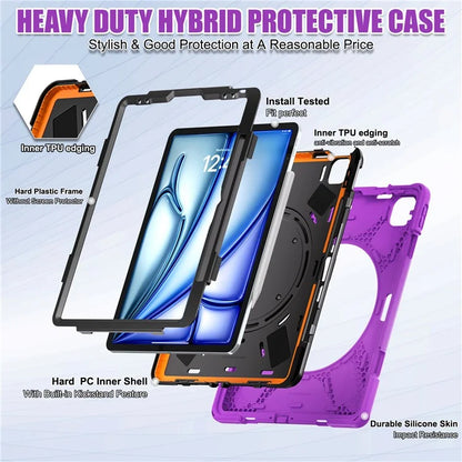 For iPad Air 13 (2024)  /  iPad Pro 12.9 (2022)  /  (2021)  /  (2020)  /  (2018) Case TPU+PC+Silicone Tablet Cover Kickstand