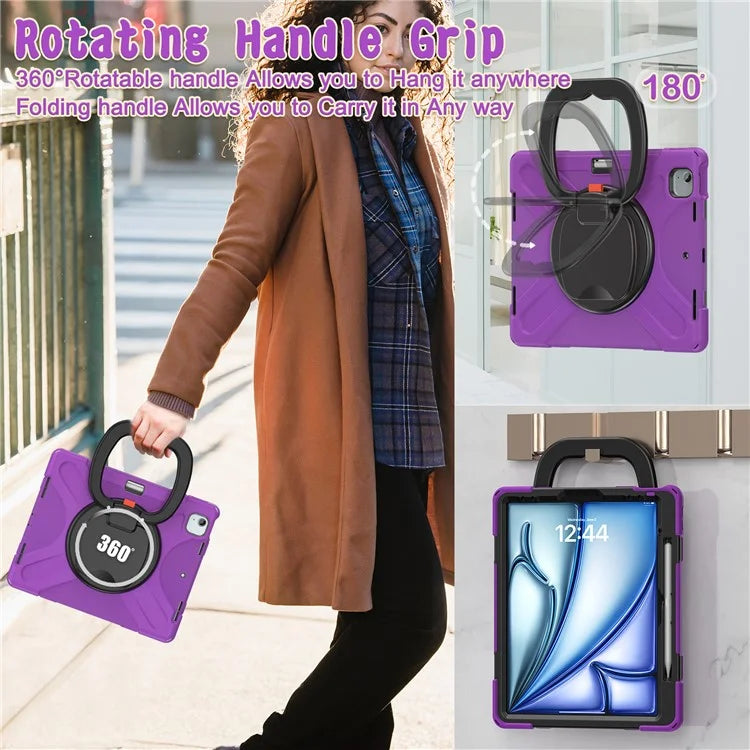 For iPad Air 13 (2024)  /  iPad Pro 12.9 (2022)  /  (2021)  /  (2020)  /  (2018) Case TPU+PC+Silicone Tablet Cover Kickstand