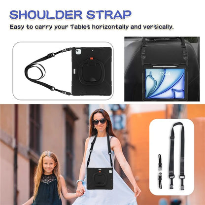 For iPad Air 13 (2024) / iPad Pro 12.9 (2022) / (2021) / (2020) / (2018) Case PC+Silicone Tablet Cover with Shoulder Strap