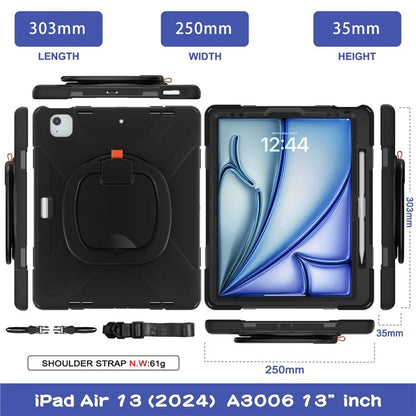 For iPad Air 13 (2024) / iPad Pro 12.9 (2022) / (2021) / (2020) / (2018) Case PC+Silicone Tablet Cover with Shoulder Strap