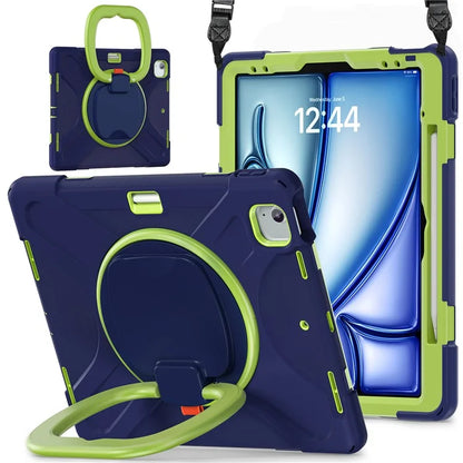 For iPad Air 13 (2024)  /  iPad Pro 12.9 (2022)  /  (2021)  /  (2020)  /  (2018) Case TPU+PC+Silicone Tablet Cover with Shoulder Strap