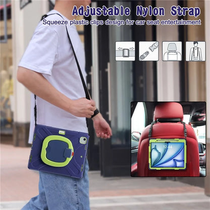 For iPad Air 13 (2024)  /  iPad Pro 12.9 (2022)  /  (2021)  /  (2020)  /  (2018) Case TPU+PC+Silicone Tablet Cover with Shoulder Strap