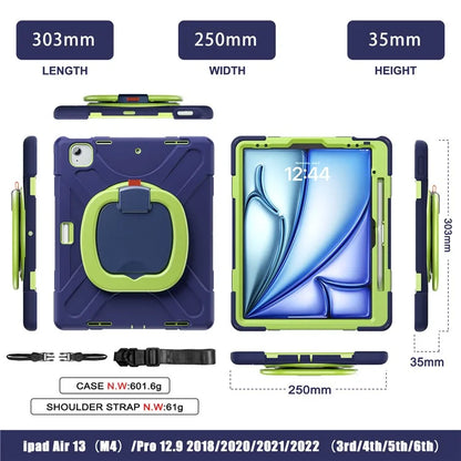 For iPad Air 13 (2024)  /  iPad Pro 12.9 (2022)  /  (2021)  /  (2020)  /  (2018) Case TPU+PC+Silicone Tablet Cover with Shoulder Strap