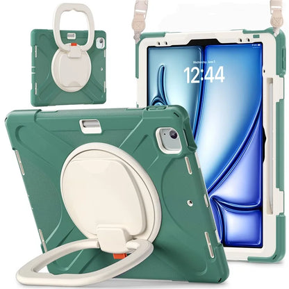 For iPad Air 13 (2024)  /  iPad Pro 12.9 (2022)  /  (2021)  /  (2020)  /  (2018) Case TPU+PC+Silicone Tablet Cover with Shoulder Strap