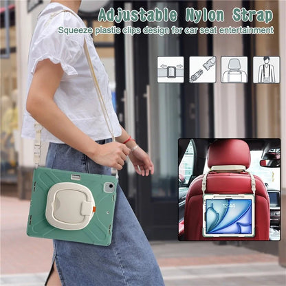 For iPad Air 13 (2024)  /  iPad Pro 12.9 (2022)  /  (2021)  /  (2020)  /  (2018) Case TPU+PC+Silicone Tablet Cover with Shoulder Strap