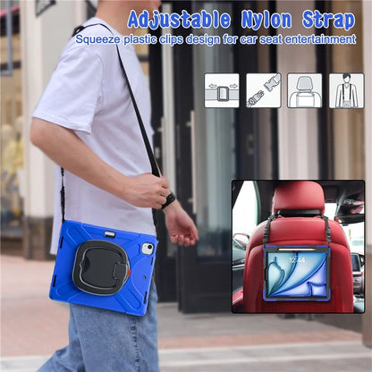 For iPad Air 13 (2024)  /  iPad Pro 12.9 (2022)  /  (2021)  /  (2020)  /  (2018) Case TPU+PC+Silicone Tablet Cover with Shoulder Strap