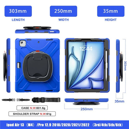 For iPad Air 13 (2024)  /  iPad Pro 12.9 (2022)  /  (2021)  /  (2020)  /  (2018) Case TPU+PC+Silicone Tablet Cover with Shoulder Strap