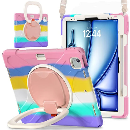 For iPad Air 13 (2024)  /  iPad Pro 12.9 (2022)  /  (2021)  /  (2020)  /  (2018) Case TPU+PC+Silicone Tablet Cover with Shoulder Strap