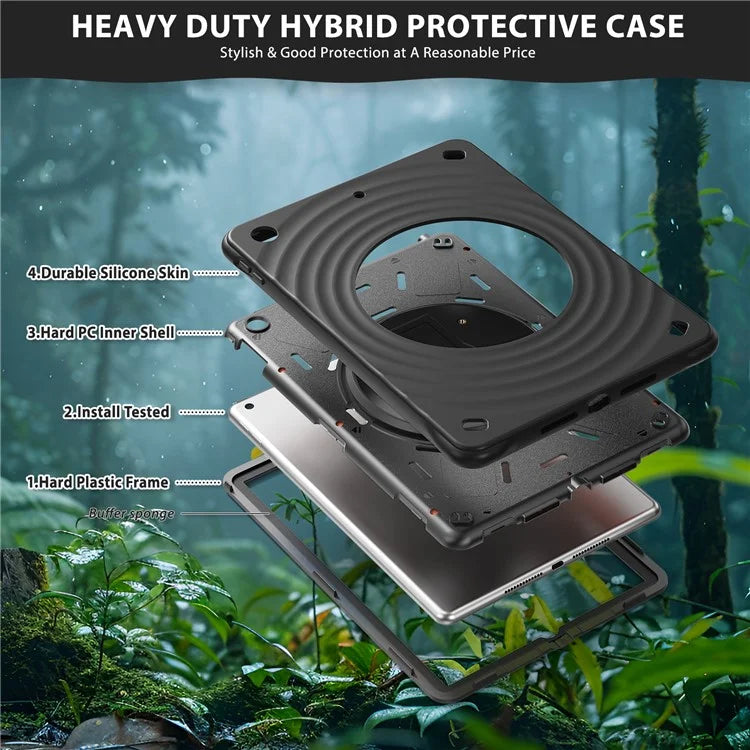 For iPad 10.2 (2021) / (2020) / (2019) Case Rotatable Kickstand PC+Silicone+TPU Tablet Cover