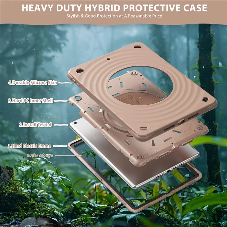 For iPad 10.2 (2021) / (2020) / (2019) Case Rotatable Kickstand PC+Silicone+TPU Tablet Cover